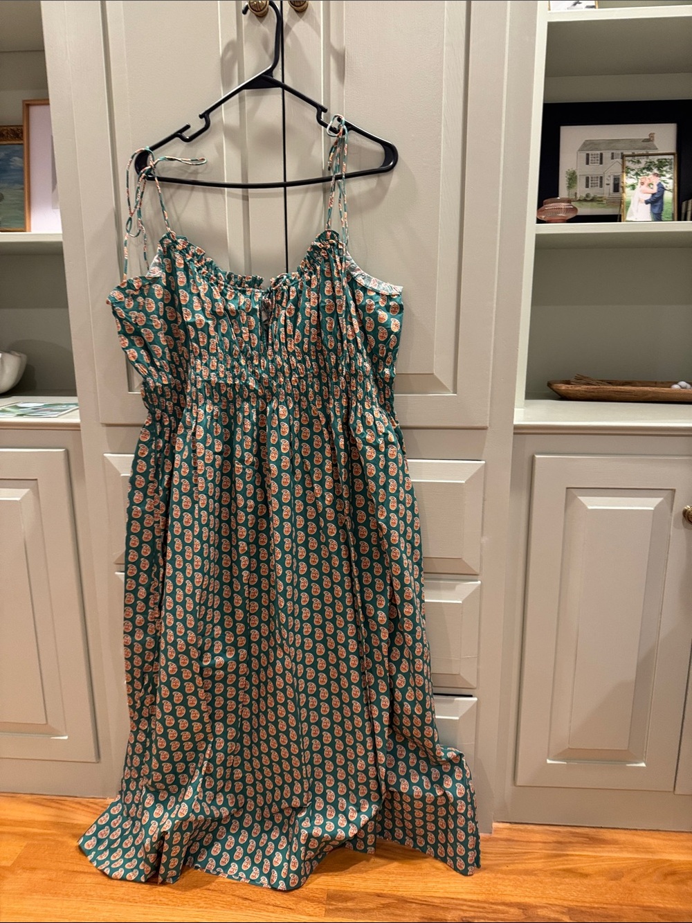 Doen Teal Maxi Dress with Peach Print